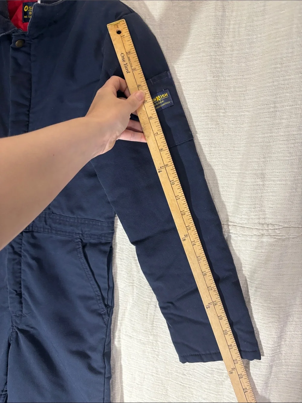 VTG 80s OshKosh B'gosh Youth 14/16 L Navy Blue Kids Coverall Quiltlined Jumpsuit